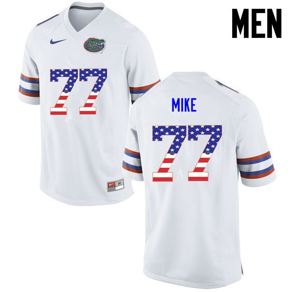 Florida Gators Men #77 Andrew Mike College Football USA Flag Fashion White